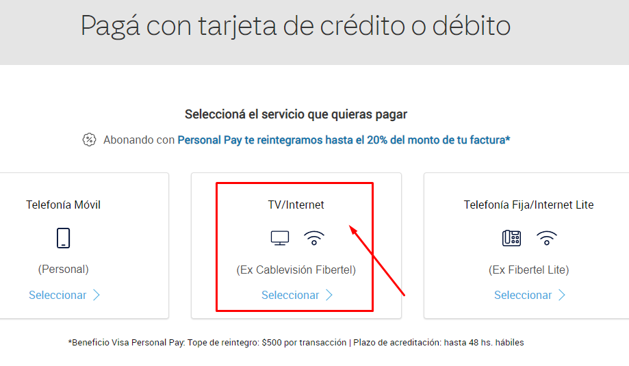 pagar cablevisión fibertel online